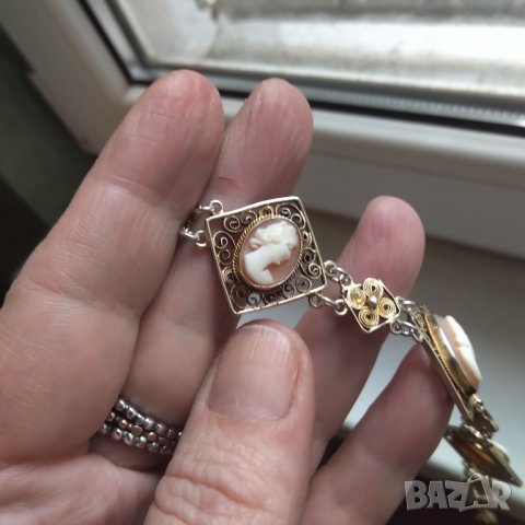 ГЕМЕ КАМЕЯ Антикварна сребърна позлатена  гривна НАМАЛЕНА  , снимка 8 - Гривни - 41738178