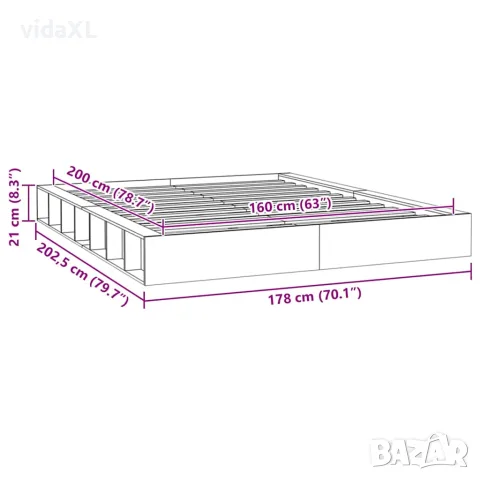 vidaXL Рамка за легло 160x200 см масивно дърво, снимка 8 - Спални и легла - 56148054