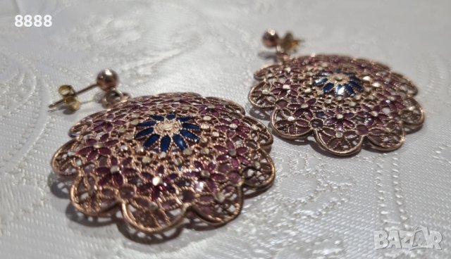 Оригинални сребърни Флорентински филигранни обеци, снимка 3 - Обеци - 44218207