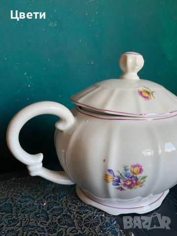 Порцеланов чайник с Ириси , снимка 3 - Антикварни и старинни предмети - 41815710