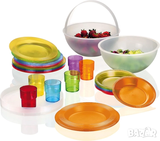 Пикник Комплект Happy Hour PICNIC BOWL Guzzini – Италиански Дизайн, Чаши, Чинни, 21 ЧАСТИ!, снимка 3 - Други - 52122940