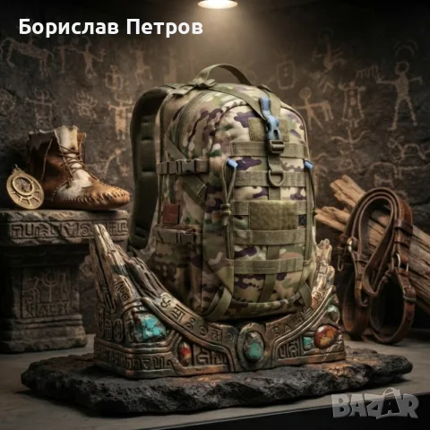 Военна тактическа раница 55L – водоустойчива, с MOLLE система и отделение за лаптоп, камуфлаж, снимка 4 - Раници - 55746876