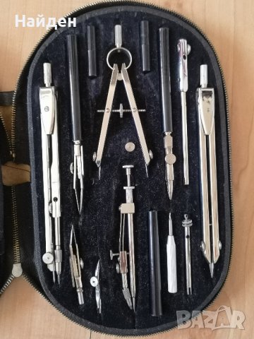 Ретро комплект чертожни инструменти пергели Kinex 116, снимка 1 - Антикварни и старинни предмети - 44176881