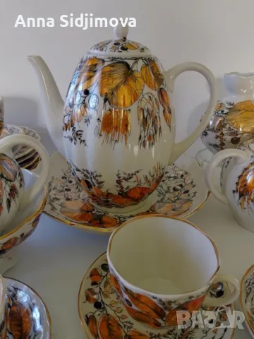 Руски порцелан ЛФЗ сервиз за кафе , снимка 2 - Сервизи - 49692041