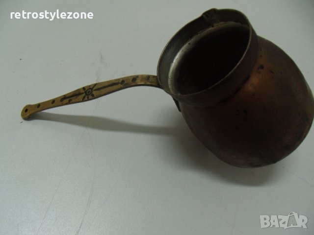 № 6673 старо медно джезве , снимка 3 - Други ценни предмети - 38869535