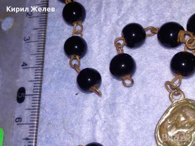 СТАРА РИМОКАТОЛИЧЕСКА МОЛИТВЕНА ОГЪРЛИЦА БРОЕНИЦА с ЖЕЛЯЗНО КРЪСТЧЕ с ПОЗЛАТА и КРИСТАЛИ ИКОНА 37224, снимка 15 - Антикварни и старинни предмети - 40392062