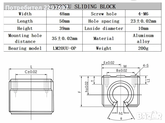 2 бр. Линейна направляваща релса  SBR20 + 4 бр. SBR20UU блокове, снимка 15 - Други инструменти - 53008194