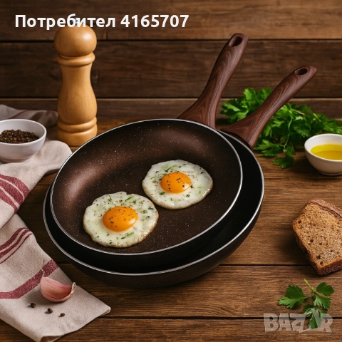 Комплект тигани 9Tnine-4419, 22/26см, Мраморно покритие, Кован алуминий, снимка 5 - Съдове за готвене - 51505561