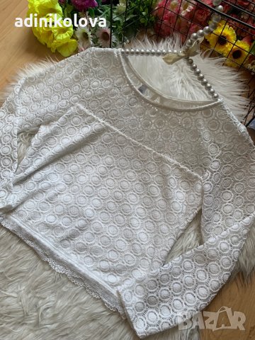 Дантелена кроп блуза FB Sister, снимка 2 - Блузи с дълъг ръкав и пуловери - 41342021