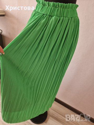 Ефирна зелена пола с миди дължина солей - 24,00лв., снимка 2 - Поли - 41591241