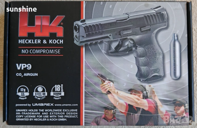 Въздушен пистолет Umarex H&K VP9 Blowback 4.5mm CO2 BBs Heckler & Koch, снимка 2 - Въздушно оръжие - 53645604