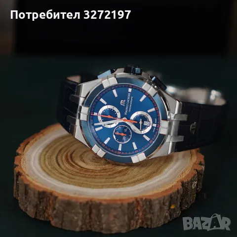 Kварцов часовник MAURICE LACROIX Special Edition,хронограф,дата,кожена каишка, снимка 5 - Мъжки - 49864099