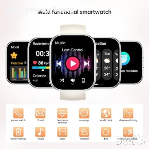 Нов Smartwatch OUKITEL BT103 с Обаждания, 100+ Спортни Режима, Фитнес, снимка 4 - Смарт гривни - 47582977