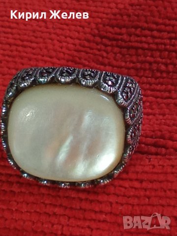 СКЪПОЦЕНЕН СРЕБЪРЕН БУТИКОВ ПРЪСТЕН СРЕБРО 925 с ОГРОМЕН ШЛИФОВАН МЛЕЧЕН БЯЛ ОПАЛ и МАРКАЗИТИ 32389, снимка 15 - Пръстени - 38342983