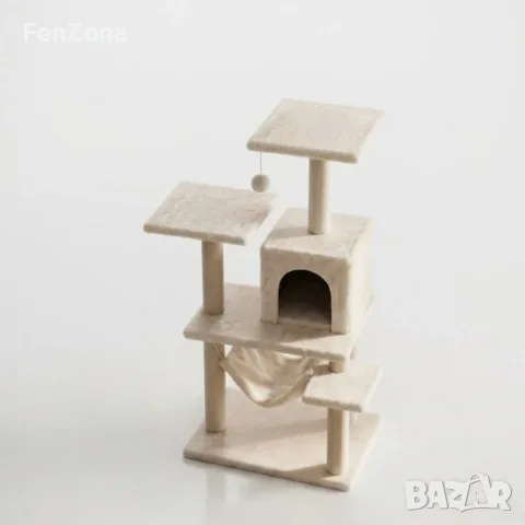 Котешки център за игра и почивка с драскалка и къщичка, 125 см, снимка 3 - За котки - 56084107