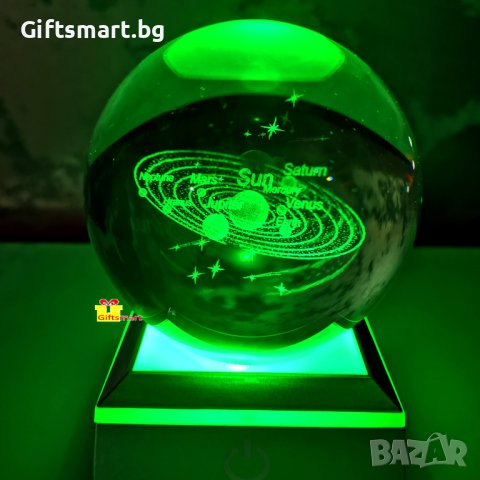 3D кристална топка. Слънчева система. LED осветление., снимка 3 - Лед осветление - 41291965