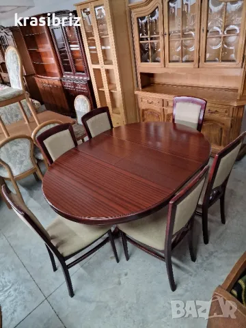 К-т Масивна Трапезна Разтегателна Маса+6 бр.Стола-внос от Германия! , снимка 6 - Маси - 49939892