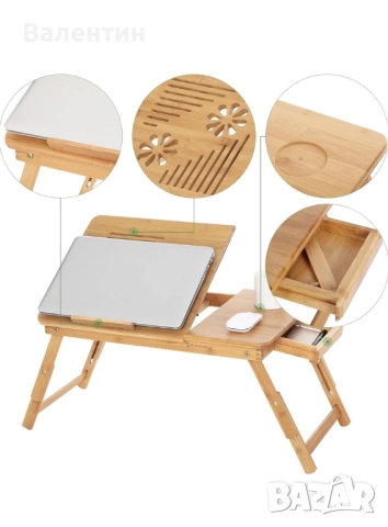 Бамбукова поставка за лаптоп, снимка 4 - Други стоки за дома - 52489049