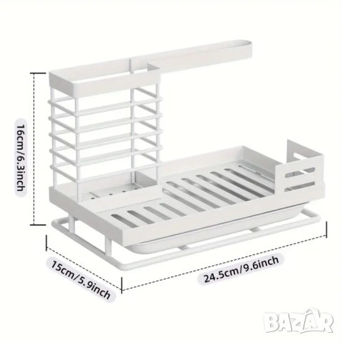 Метални органайзер за мивка и диспансер за течен сапун , снимка 3 - Сушилници - 51769192