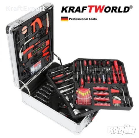 Куфар с инструменти 499 части KraftWorld – тресчотни ключове,тресчотка, клещи, отвертки, снимка 6 - Куфари с инструменти - 50474118