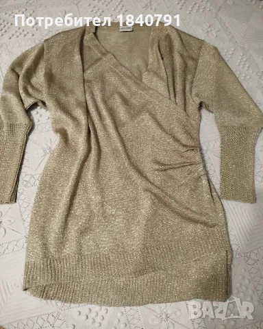 Златиста блуза/блузон – елегантна, размер L, снимка 2 - Блузи с дълъг ръкав и пуловери - 48612150