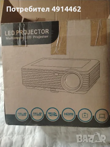 Чисто нов портативен LED мултимедиен прожектор (Full HD Ready, HDMI, USB) с 3D очила и дистанционно
