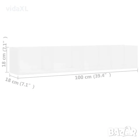 vidaXL CD стенен рафт, бял, 100x18x18 см, инженерно дърво, снимка 6 - Етажерки - 56147780
