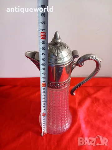 Стара Кристална Кана ,Гарафа , Посребрена, снимка 7 - Антикварни и старинни предмети - 51124836
