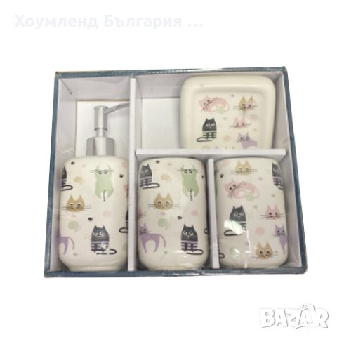 Керамичен комплект за баня с котенца, снимка 2 - Други стоки за дома - 41333032