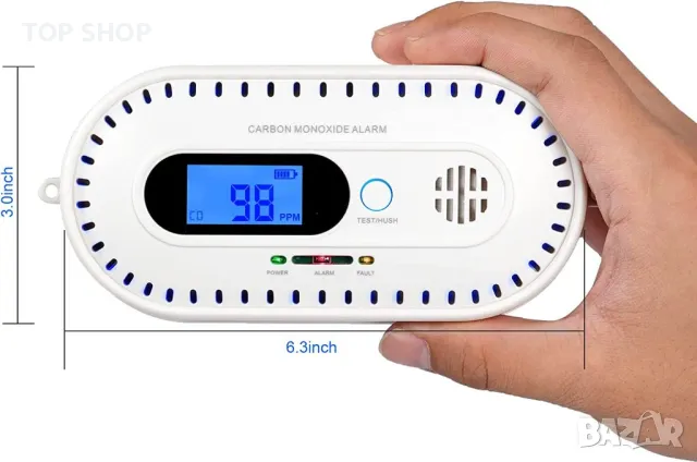 Нов Алармен детектор за въглероден оксид Аларма CO дом офис на батерии, снимка 3 - Други стоки за дома - 49549515