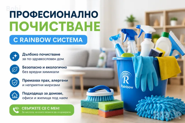 ПРОФЕСИОНАЛНО ПОЧИСТВАНЕ с Rainbow | Пране на Мека Мебел, Прозорци и Домове | София. Рейнбоу