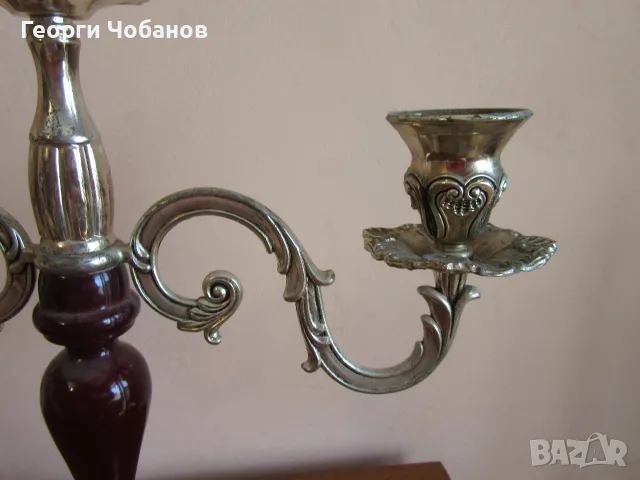 Свещник от дърво и метал., снимка 4 - Свещи и свещници (декоративни) - 55963032