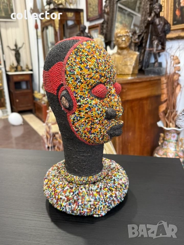 Кралска камерунска глава от теракота. №7876, снимка 11 - Антикварни и старинни предмети - 53496089