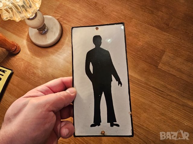 Комлект редки емайлирани табели за тоалетна ЖЕНИ МЪЖЕ , табели за съблекалня WC клозет, снимка 3 - Антикварни и старинни предмети - 44166175