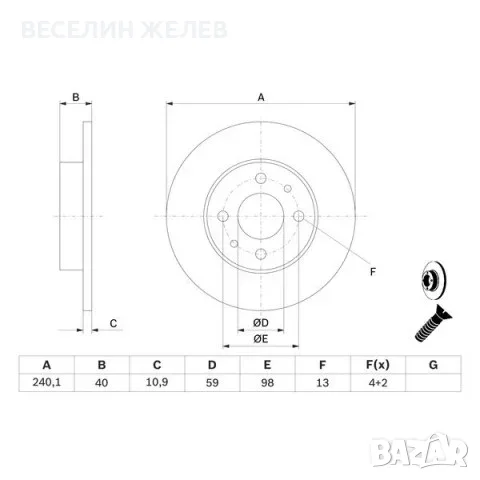 Нови оригинални задни спирачни дискове BOSCH (Внос Франция) за Fiat, Alfa Romeo, Lancia, Ford, снимка 8 - Части - 55920735