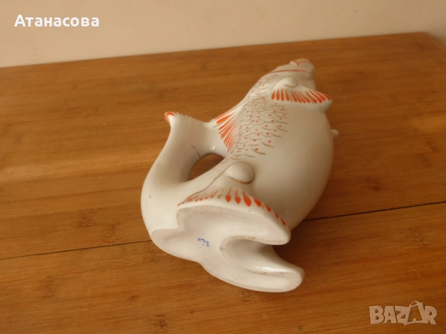 Украинска порцеланова кана бутилка за алкохол Риба 1980 г, снимка 7 - Аксесоари за кухня - 52099024