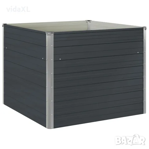 vidaXL Повдигната леха, антрацит, 100x100x77 см, поцинкована стомана