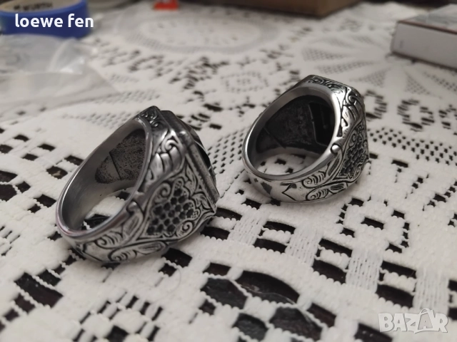 Голям красив мъжки пръстен неръждаема стомана с правоъгълен черен камък, снимка 5 - Пръстени - 52672263