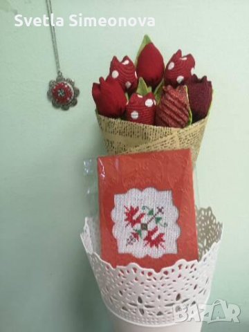 Цветя от плат, подарете! За празник на любим човек , снимка 4 - Подаръци за жени - 26324586