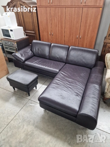 Ъглов Диван-Естествена Кожа-внос от Германия!, снимка 2 - Дивани и мека мебел - 53511024