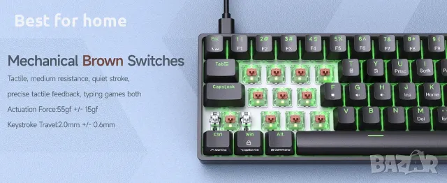 Механична клавиатура DIERYA DK61DK61, снимка 13 - Клавиатури и мишки - 48455064