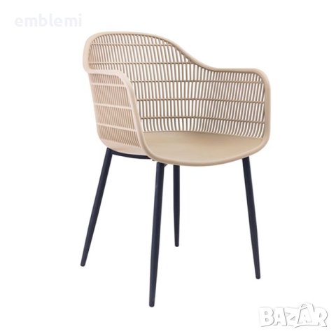 Стол градински трапезен Berry Бежав с черни крака