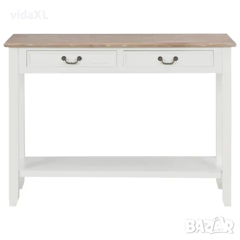 vidaXL Конзолна маса, бяла, 110x35x80 cм, дърво, снимка 2 - Паравани - 56146412