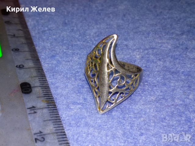 КРАСИВ АЖУРЕН РЕТРО СРЕБЪРЕН ПРЪСТЕН ВИСОКА ПРОБА СРЕБРО РЪЧНА АРТ ИЗРАБОТКА 43813, снимка 9 - Антикварни и старинни предмети - 44690237