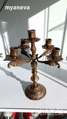 Бронзов, тежък, масивен, френски свещник с 5 гнезда . , снимка 9 - Антикварни и старинни предмети - 53816088
