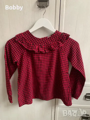 Бродирана риза и блуза на каре 8-9 год., снимка 4 - Детски ризи - 48166609