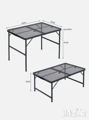 Метална сгъваема маса за градина или туризъм, 90x60x66 см, регулируема черна чисто нова от Германия , снимка 13 - Маси - 49660299