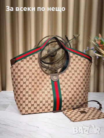 Gucci Луксозна Дамска Чанта С Монограм Зелено-Червена Лента И Несесер - Различни Цветове Код SEM-784, снимка 10 - Чанти - 56121130