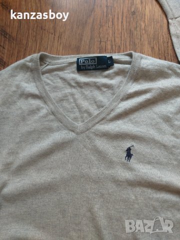 polo ralph lauren mens grey v brake knitwear - кашмир/памук пуловер КАТО НОВ, снимка 3 - Пуловери - 40981609