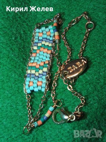 ЗАРА - НЕЖНА ПОЗЛАТЕНА МЪНИСТЕНА МАРКОВА РЪЧНА ИЗРАБОТКА ГРИВНА 14757, снимка 2 - Гривни - 35353012